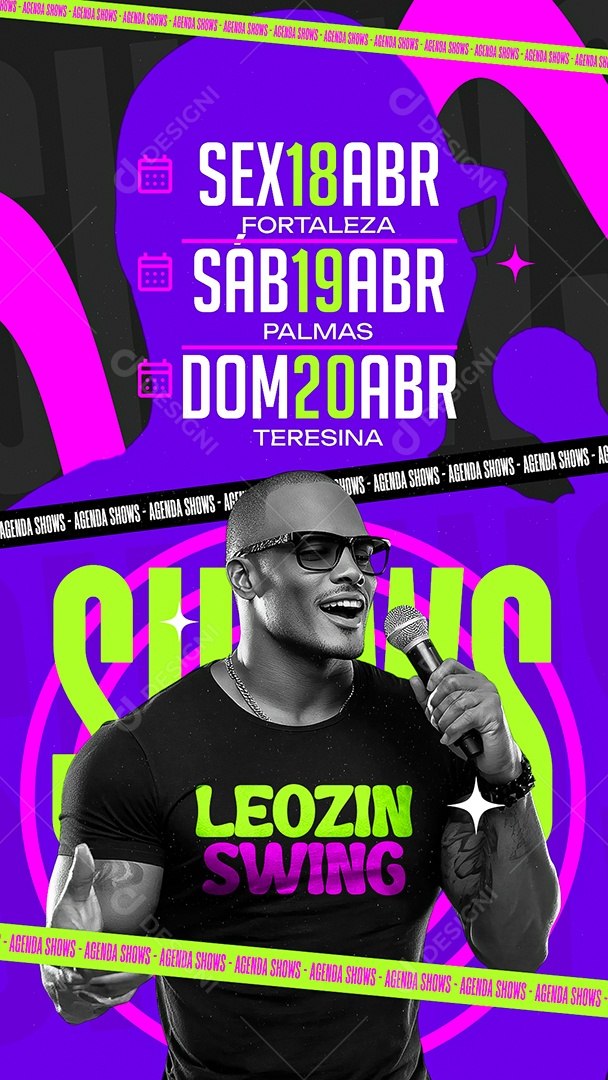 Story Flyer Agenda Shows Leozin Swing Social Media PSD Editável
