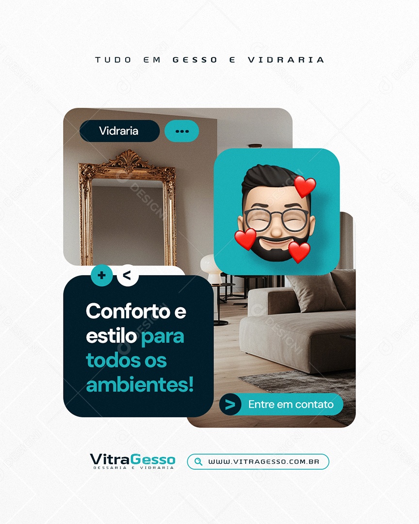 Gessaria Conforto e Estilo para Todos os Ambientes Social Media PSD Editável