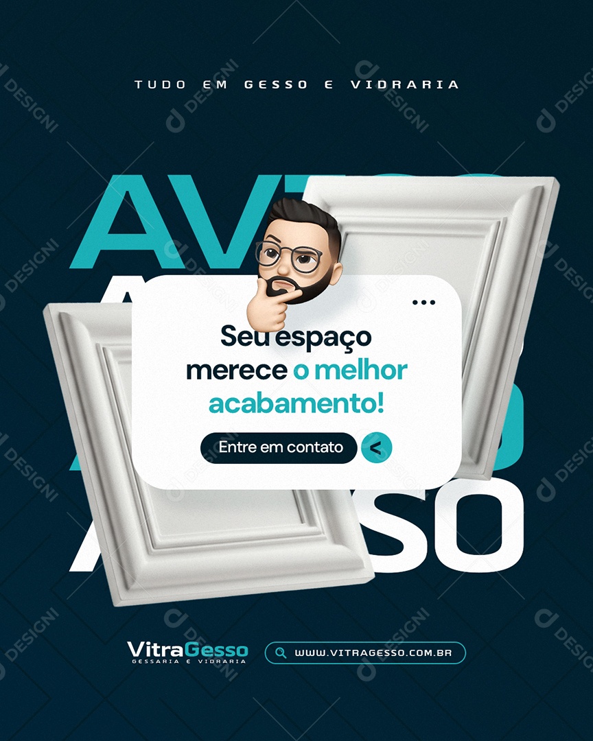Gessaria Aviso Seu Espaço Merece o Melhor Acabamento Social Media PSD Editável