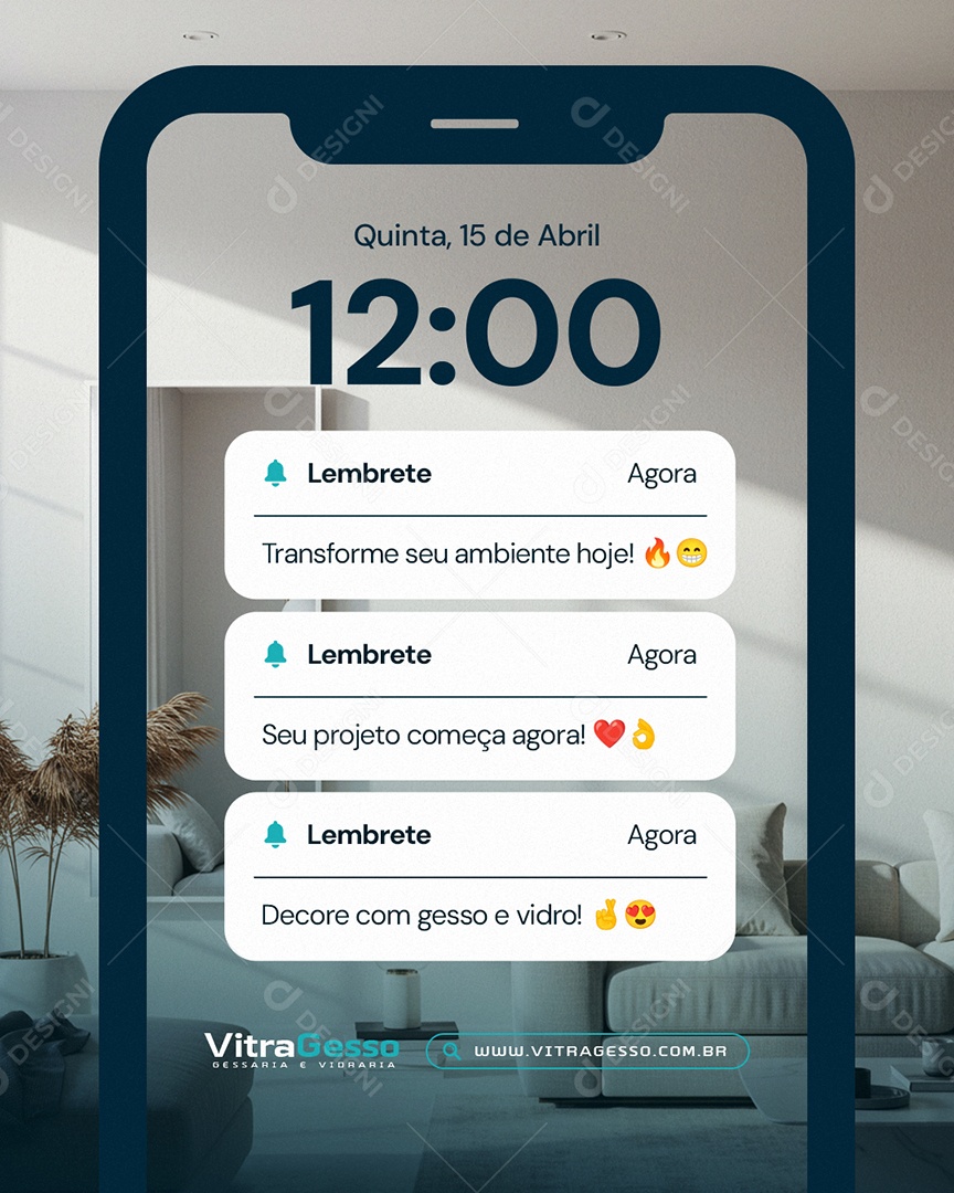 Gessaria Lembrete Social Media PSD Editável