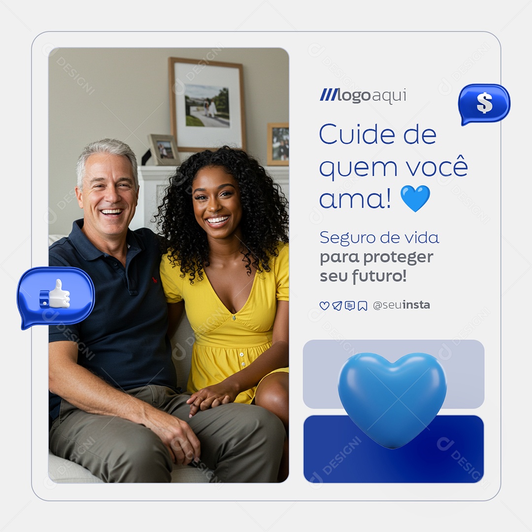 Seguradora Cuide de Quem Você Ama Social Media PSD Editável