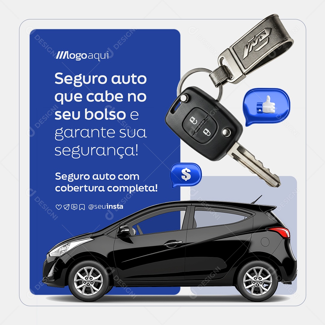 Seguradora Seguro Auto Que Cabe no Seu Bolso Social Media PSD Editável