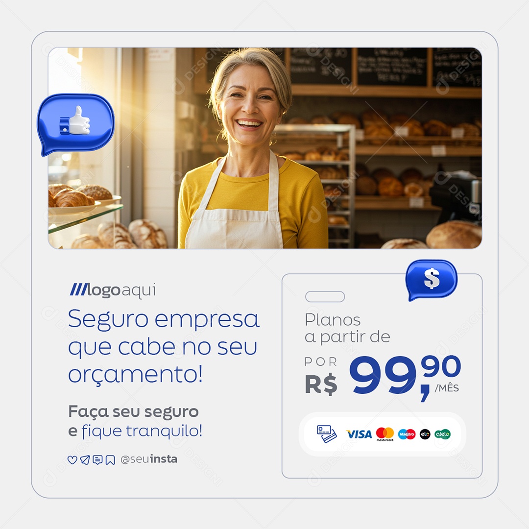 Seguradora Seguro Empresa Que Cabe no Seu Orçamento Social Media PSD Editável