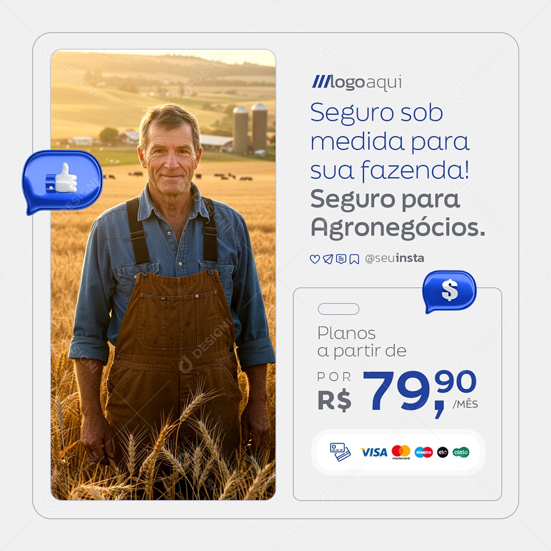 Seguradora Seguro Sob Medida Social Media PSD Editável