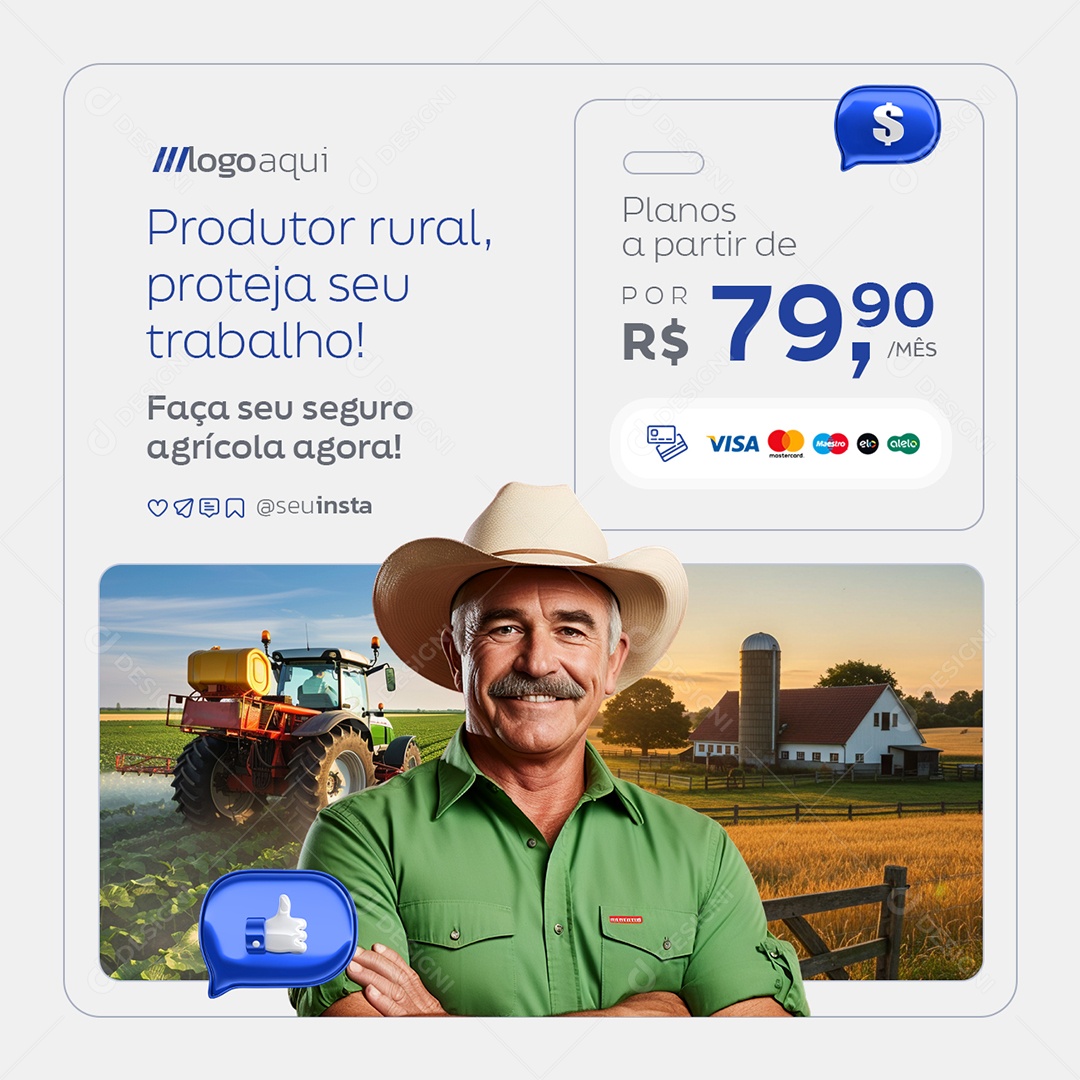 Seguradora Produtor Rural Social Media PSD Editável