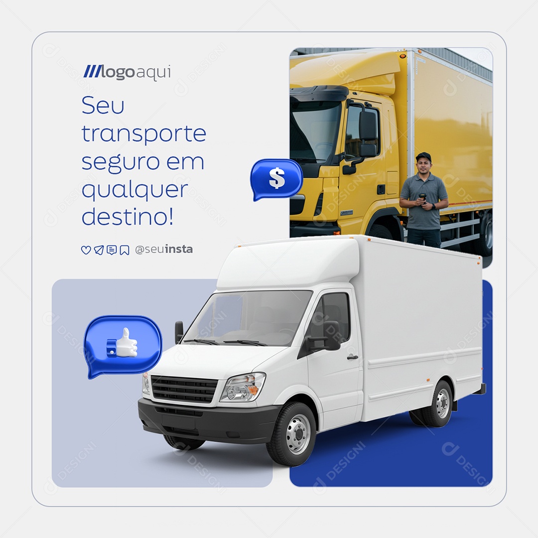 Seguradora Seu Transporte Seguro em Qualquer Destino Social Media PSD Editável