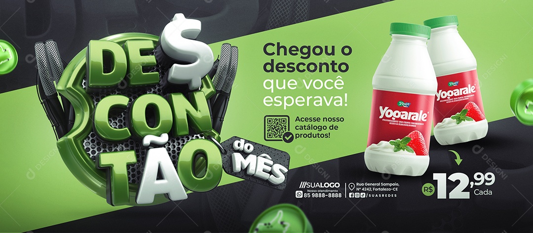 Banner Supermercado Descontão do Mês Social Media PSD Editável