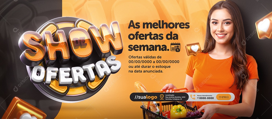 Banner Supermercado Show de Ofertas Social Media PSD Editável