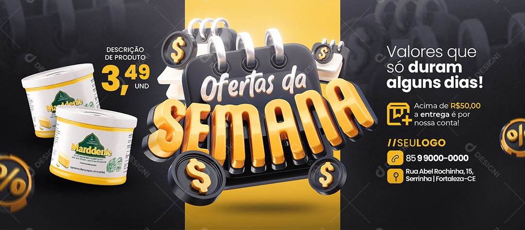 Banner Supermercado Ofertas da Semana Manteiga Social Media PSD Editável