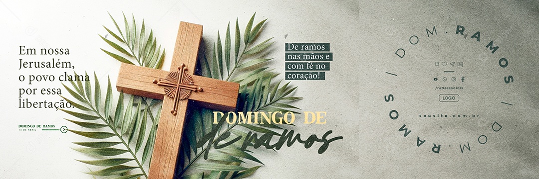 Carrossel Domingo de Ramos 13 de Abril Social Media PSD Editável
