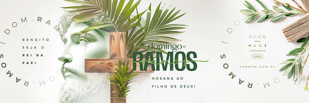 Carrossel Domingo de Ramos 13 de Abril Hosana ao Filho de Deus Social Media PSD Editável
