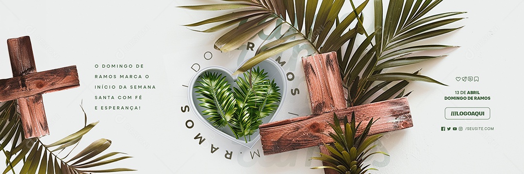Social Media Carrossel Domingo de Ramos 13 de Abril PSD Editável