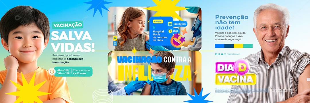 Carrossel Prefeitura Vacinação Salva Vidas Social Media PSD Editável