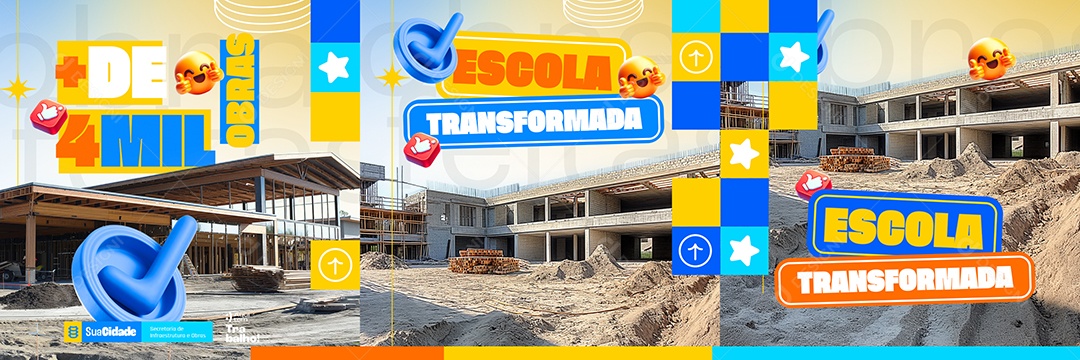 Carrossel Prefeitura Escola Transformada Social Media PSD Editável