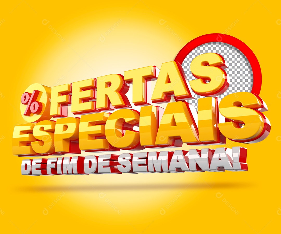 Selo 3D Ofertas Especiais De Fim De Semana Para Composição PSD