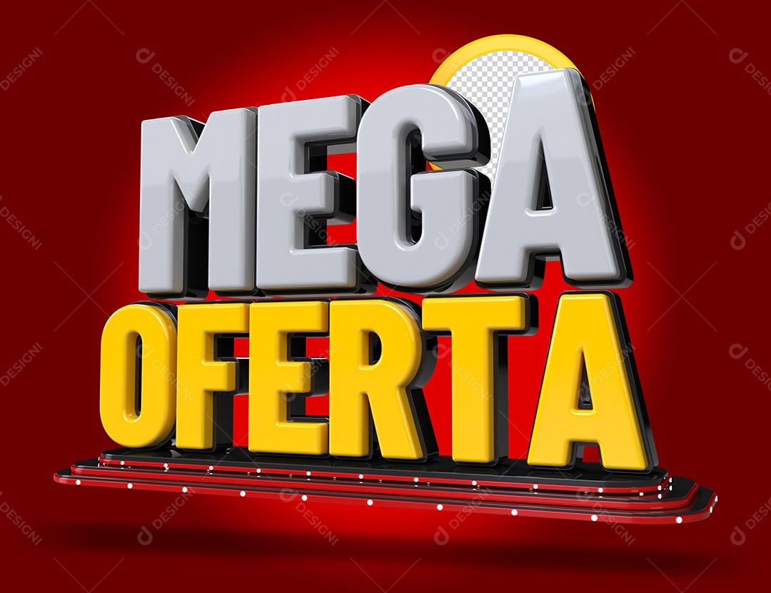 Selo 3D Mega Oferta para Composição PSD