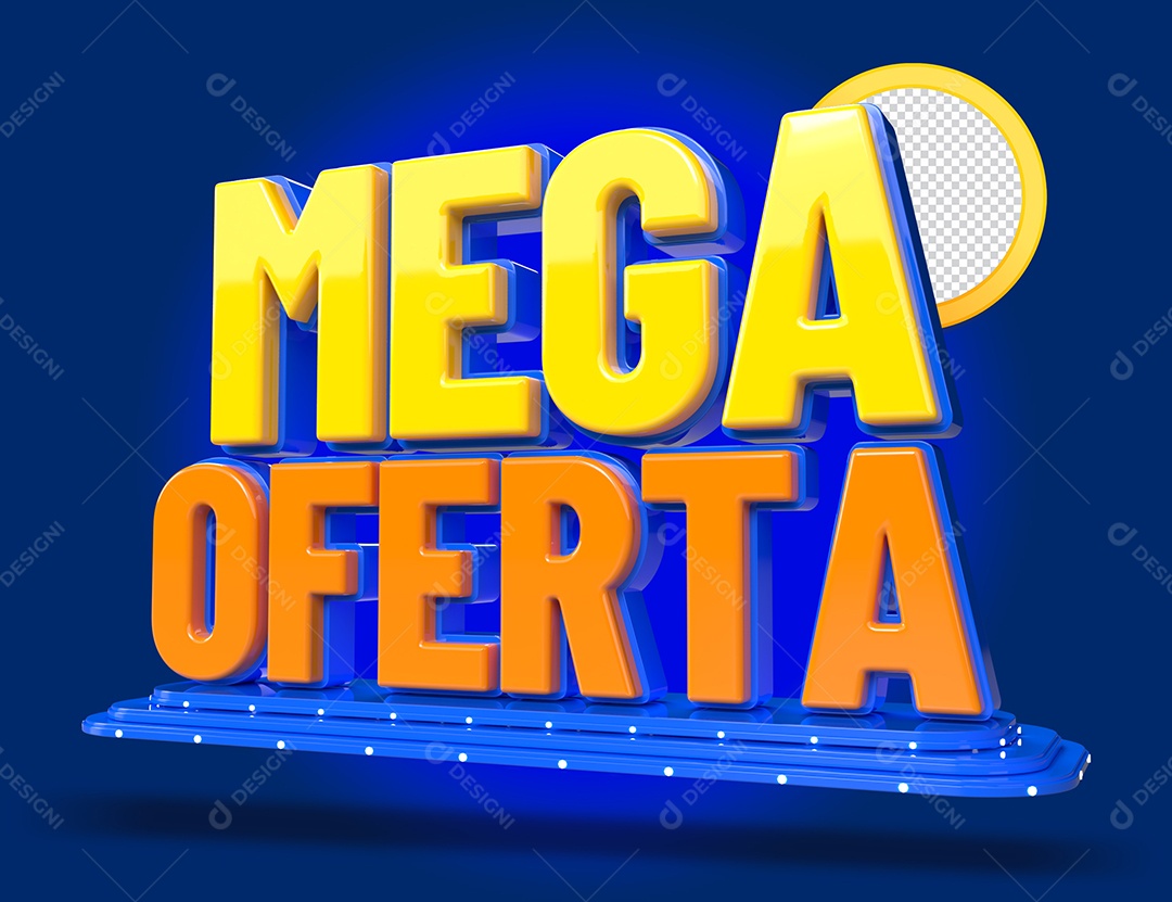 Selo 3D Mega Oferta para Composição PSD