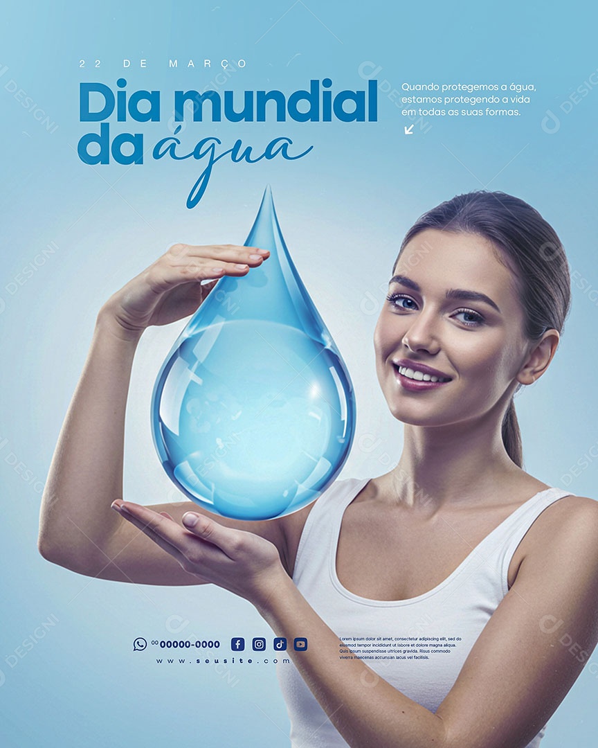 Dia Mundial da Água 22 de Março Social Media PSD Editável