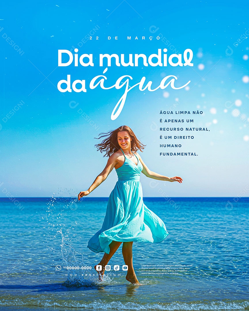 Dia Mundial da Água 22 de Março Social Media PSD Editável