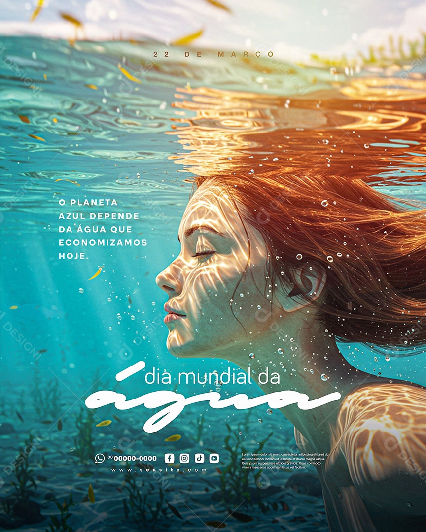 Dia Mundial da Água 22 de Março Social Media PSD Editável