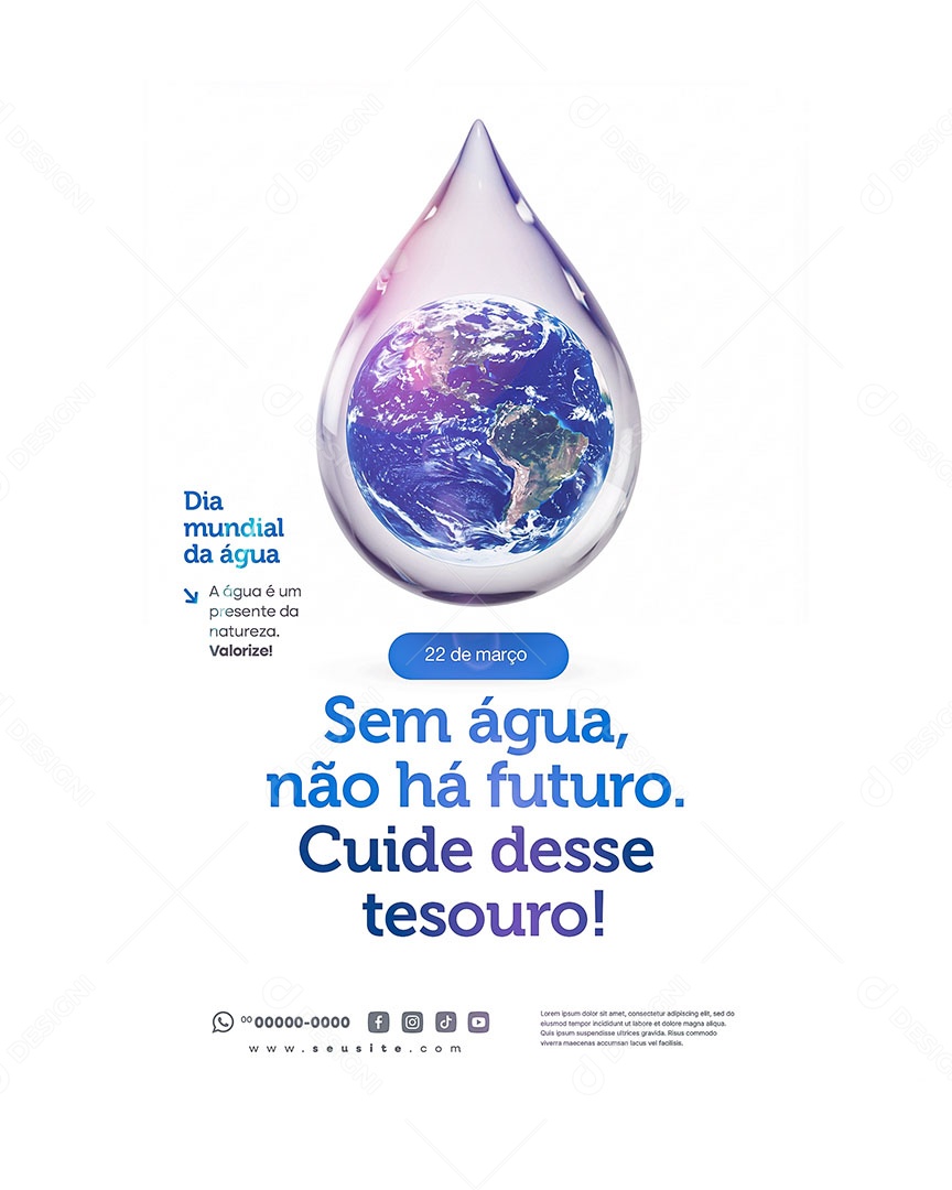 Dia Mundial da Água 22 de Março Social Media PSD Editável
