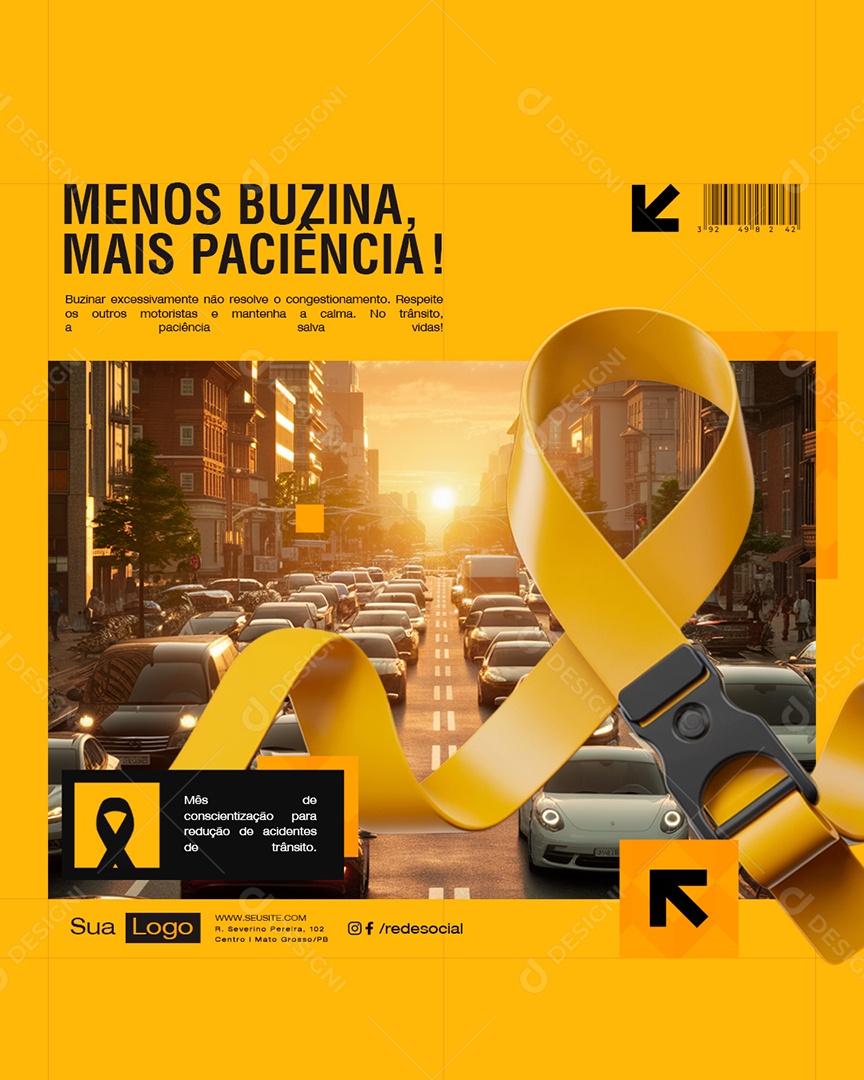 Maio Amarelo Menos Buzina Mais Paciência Social Media PSD Editável