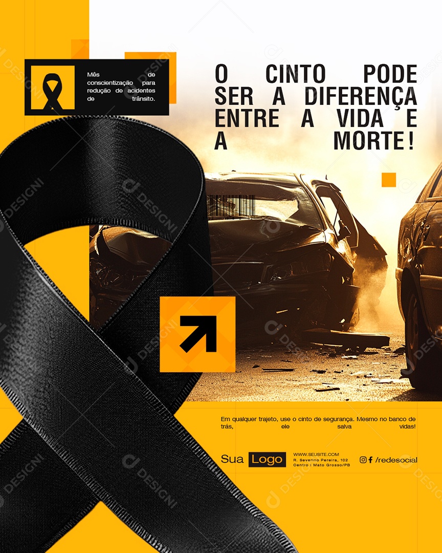 Maio Amarelo O Cinto Pode Ser a Diferença Social Media PSD Editável