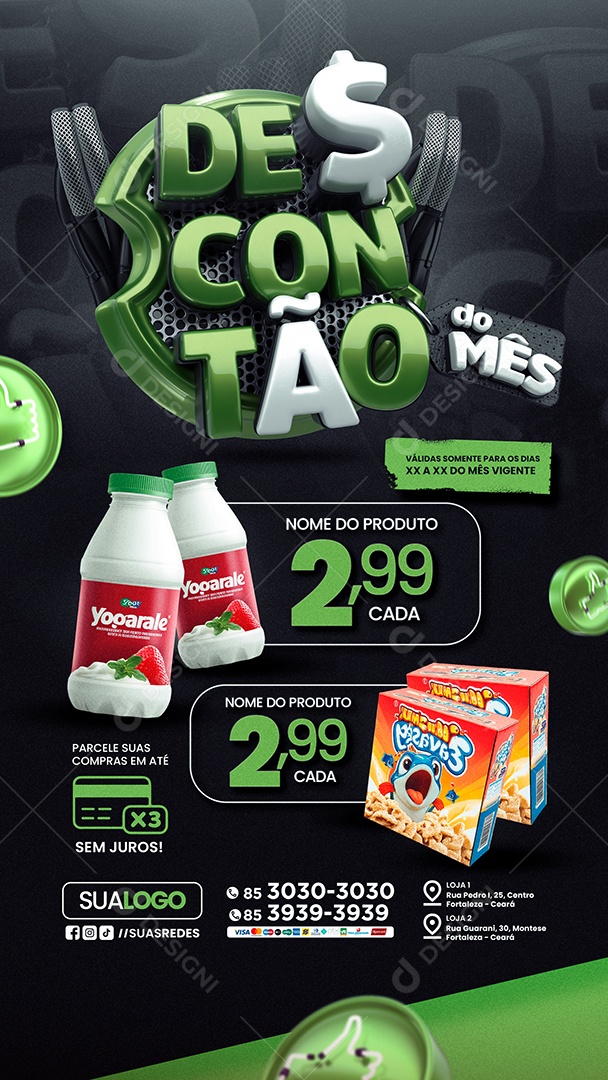 Story Supermercado Descontão do Mês Social Media PSD Editável