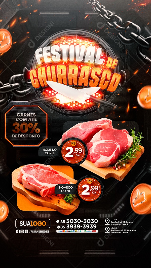 Story Supermercado Festival de Churrasco Social Media PSD Editável