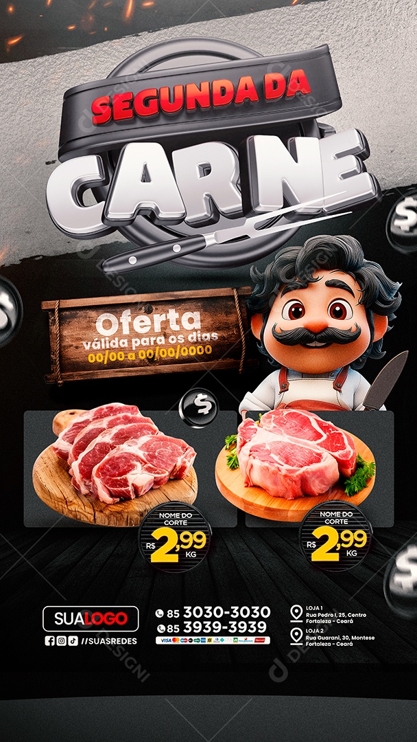 Story Segunda da Carne Açougue Oferta Social Media PSD Editável