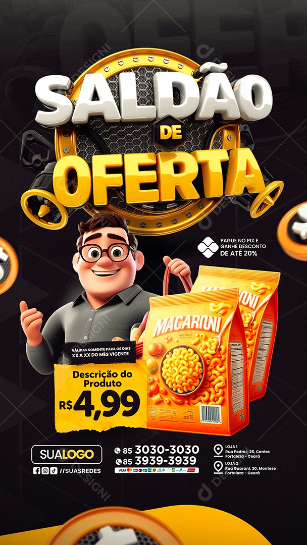 Story Supermercado Saldão de Oferta Cereal Social Media PSD Editável