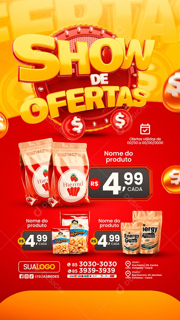 Story Supermercado Show de Ofertas Extrato de Tomate Social Media PSD Editável