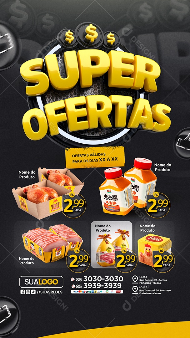 Story Supermercado Super Ofertas Social Media PSD Editável