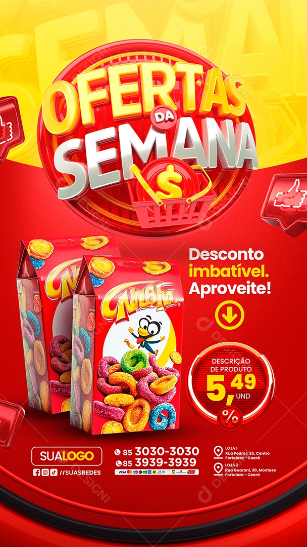 Story Ofertas da Semana Supermercado Desconto Imbatível Social Media PSD Editável