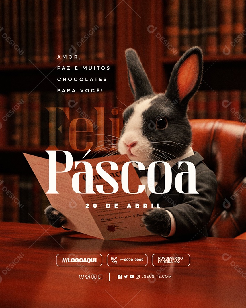 Feliz Páscoa 20 de Abril Advocacia Social Media PSD Editável