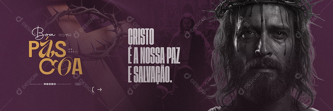 Carrossel Boa Páscoa 20 de Abril Cristo é a Nossa Paz Social Media PSD Editável