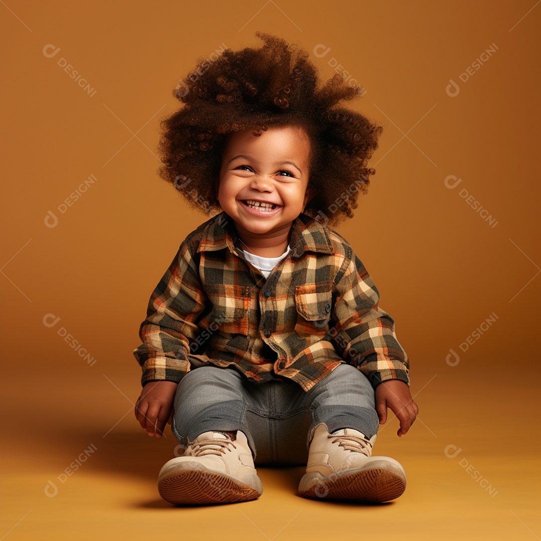 Criança afro feliz com síndrome de down