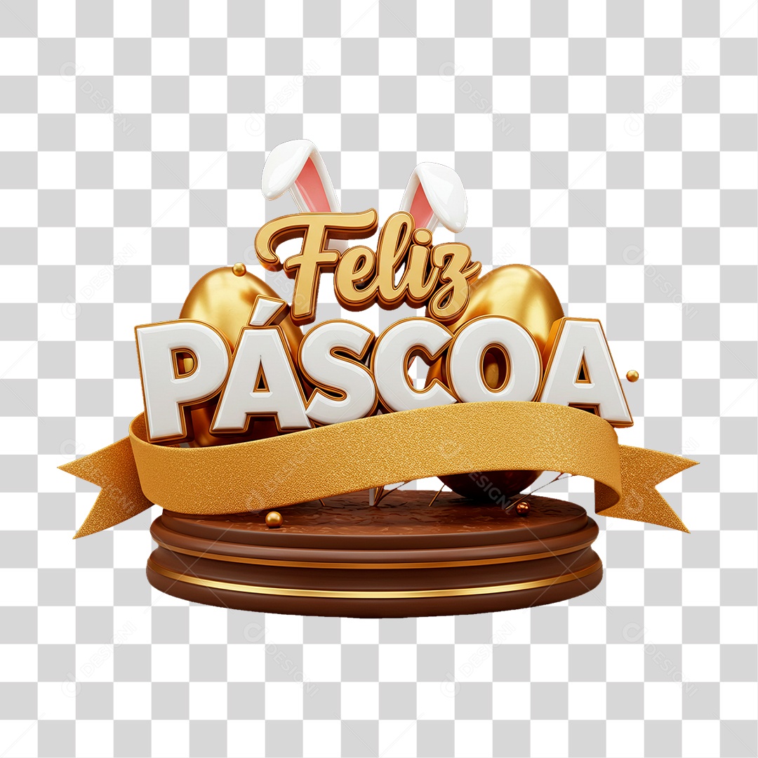 Selo 3D Feliz Páscoa PNG Transparente