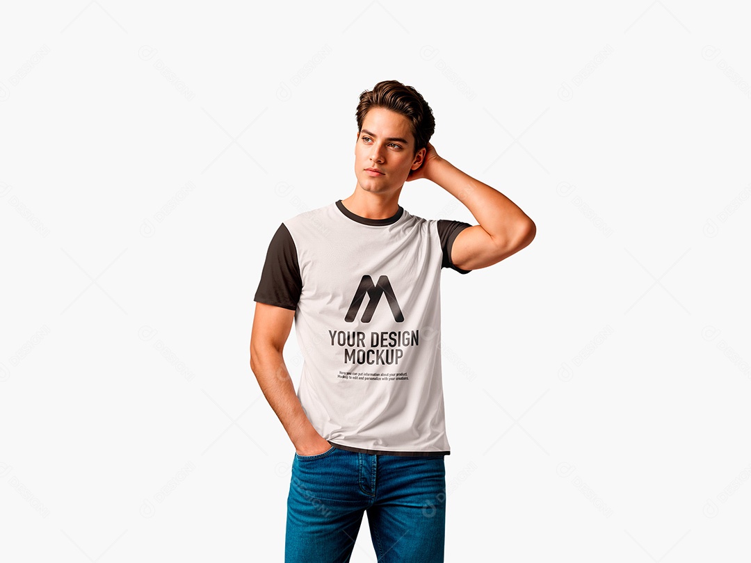 Homem com Camiseta e Calça Mockup PSD Editável
