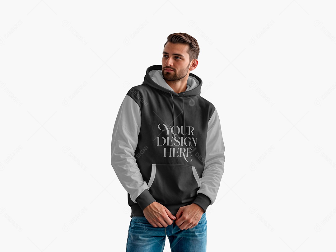 Homem com Moletom Mockup PSD Editável