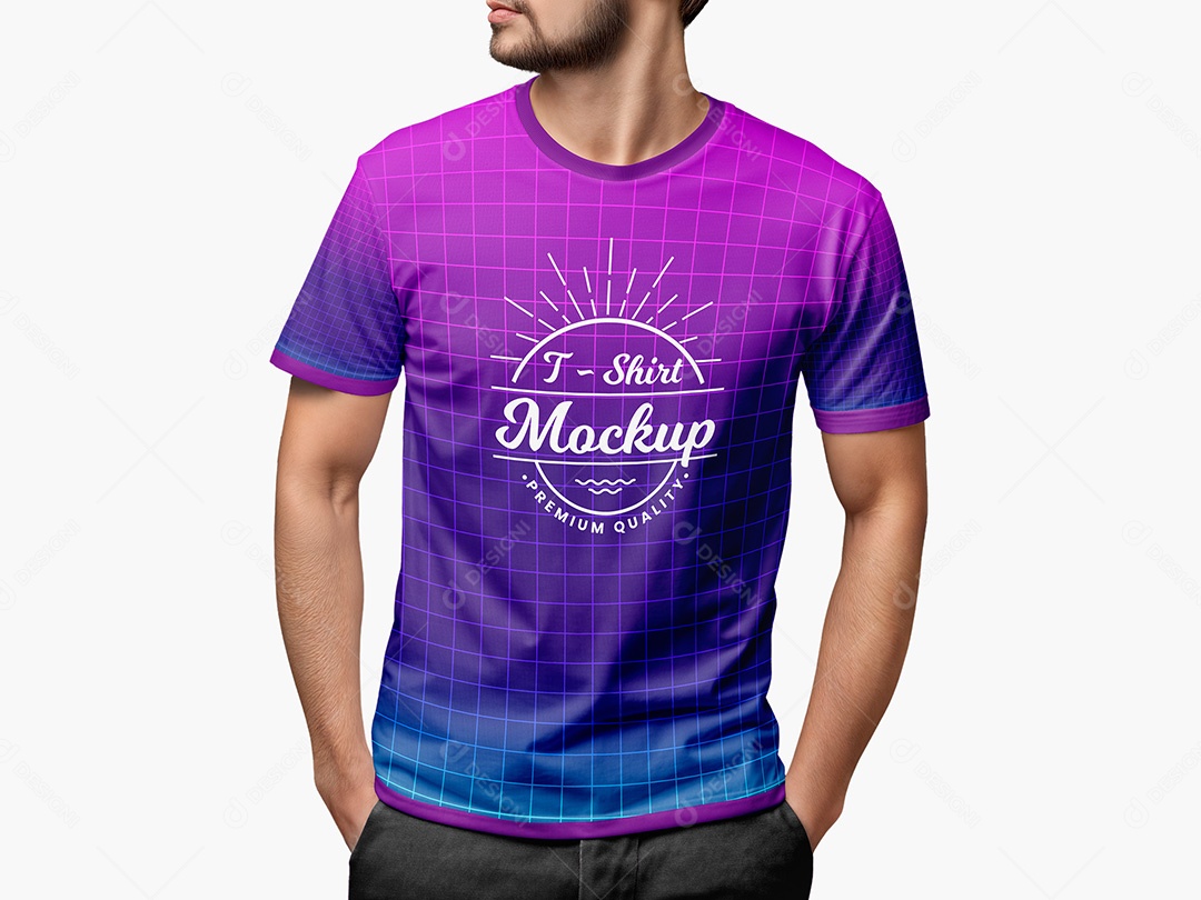 Jovem com Camiseta Mockup PSD Editável