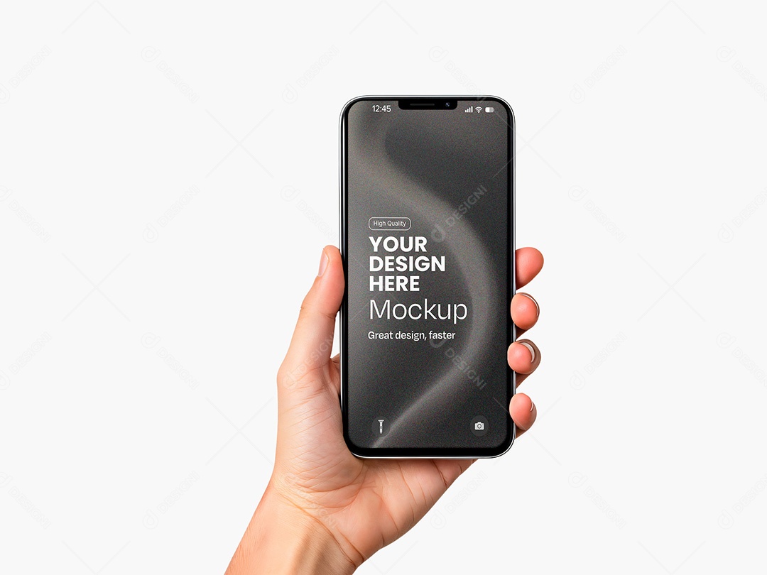 Mão Segurando um Celular Mockup PSD Editável