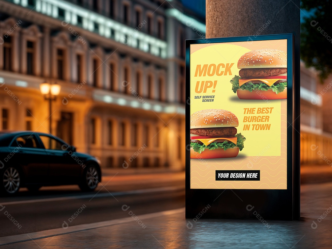 Outdoor na Rua a Noite Mockup PSD Editável