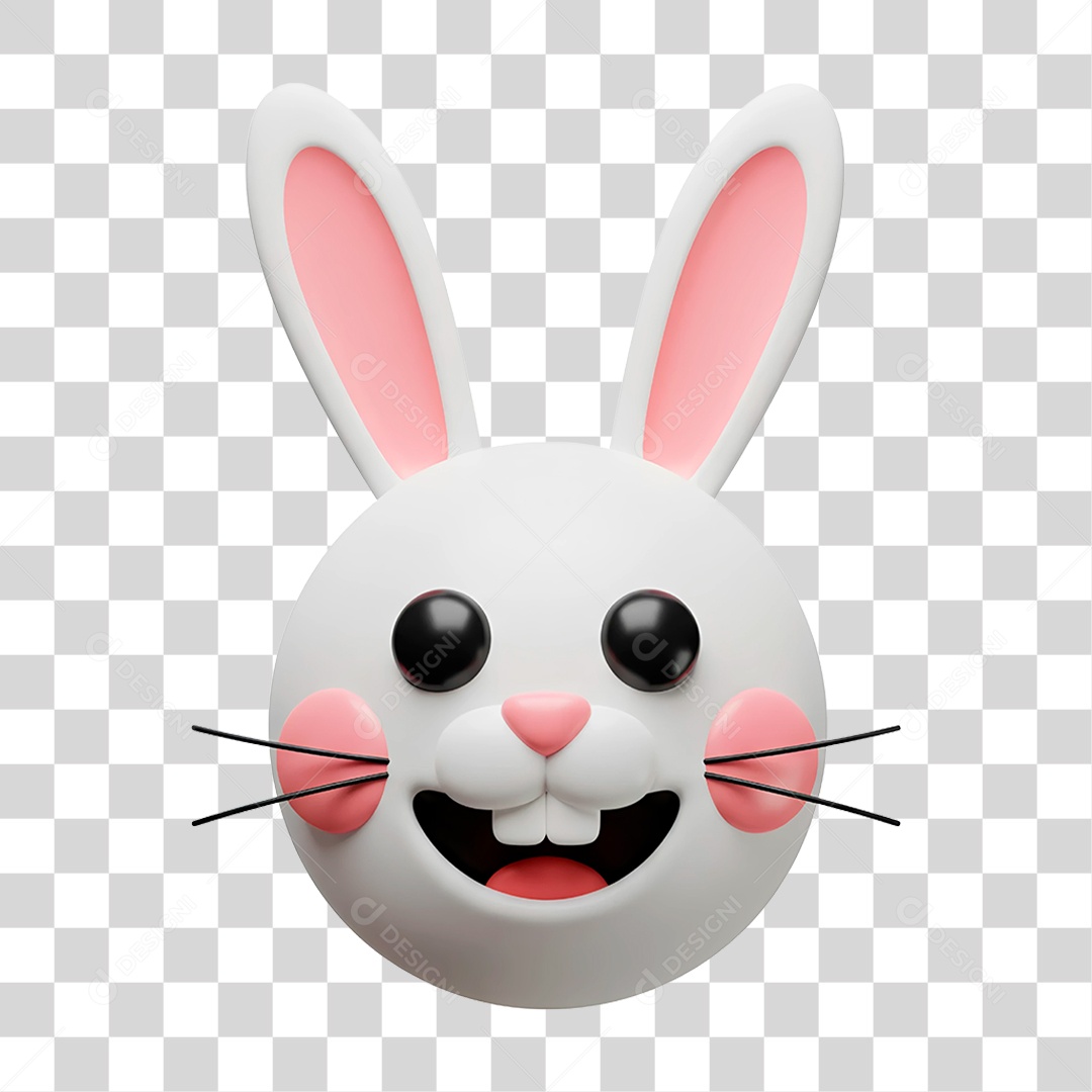 Coelho da Páscoa Branco Sorrindo Emoji PNG Transparente
