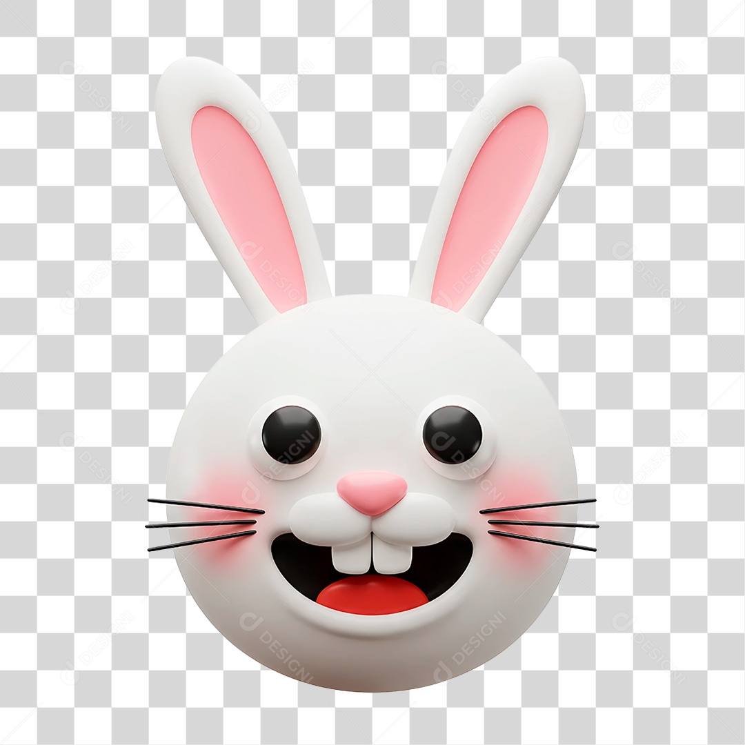 Coelho da Páscoa Branco Sorrindo Emoji PNG Transparente