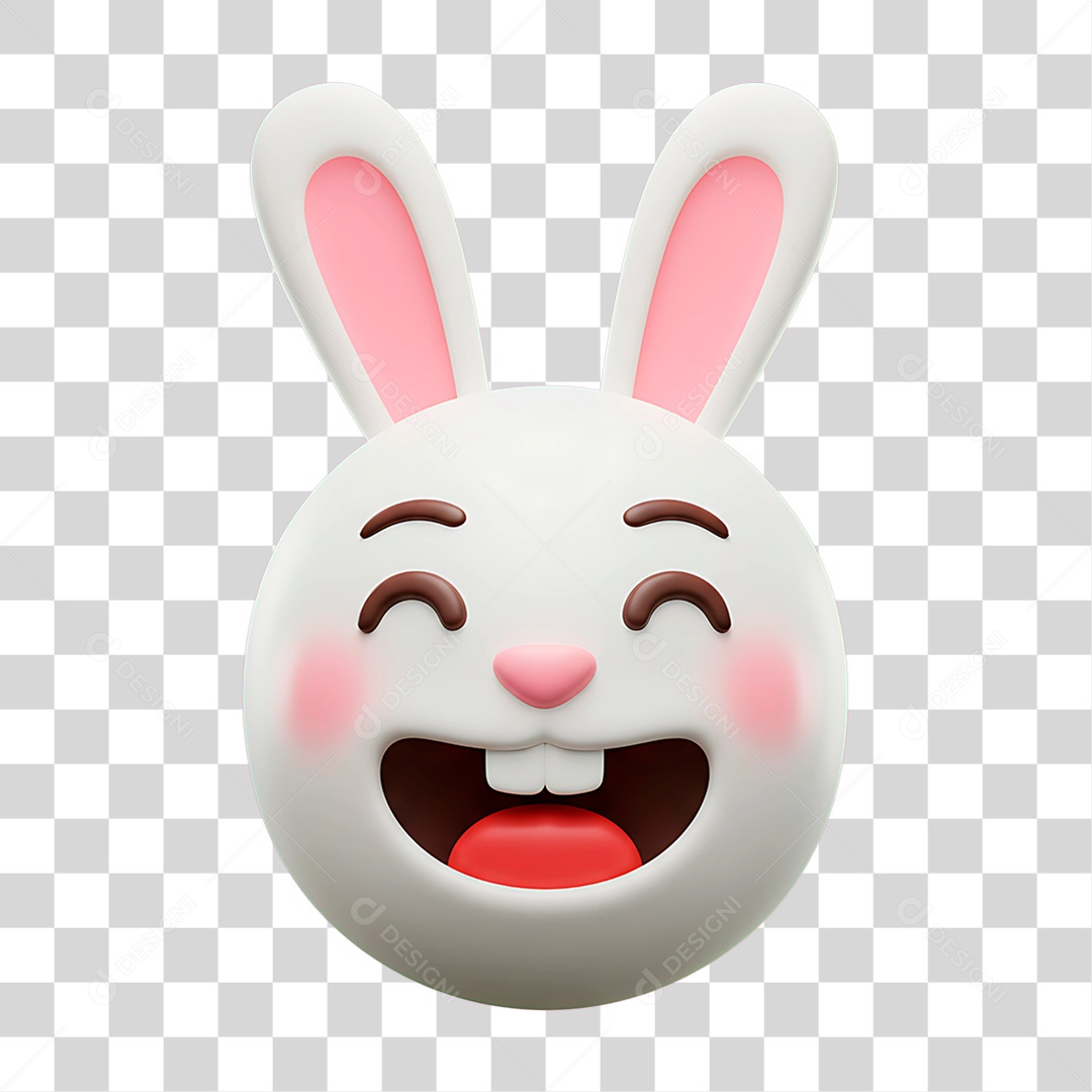Coelho da Páscoa Branco Sorrindo Emoji PNG Transparente