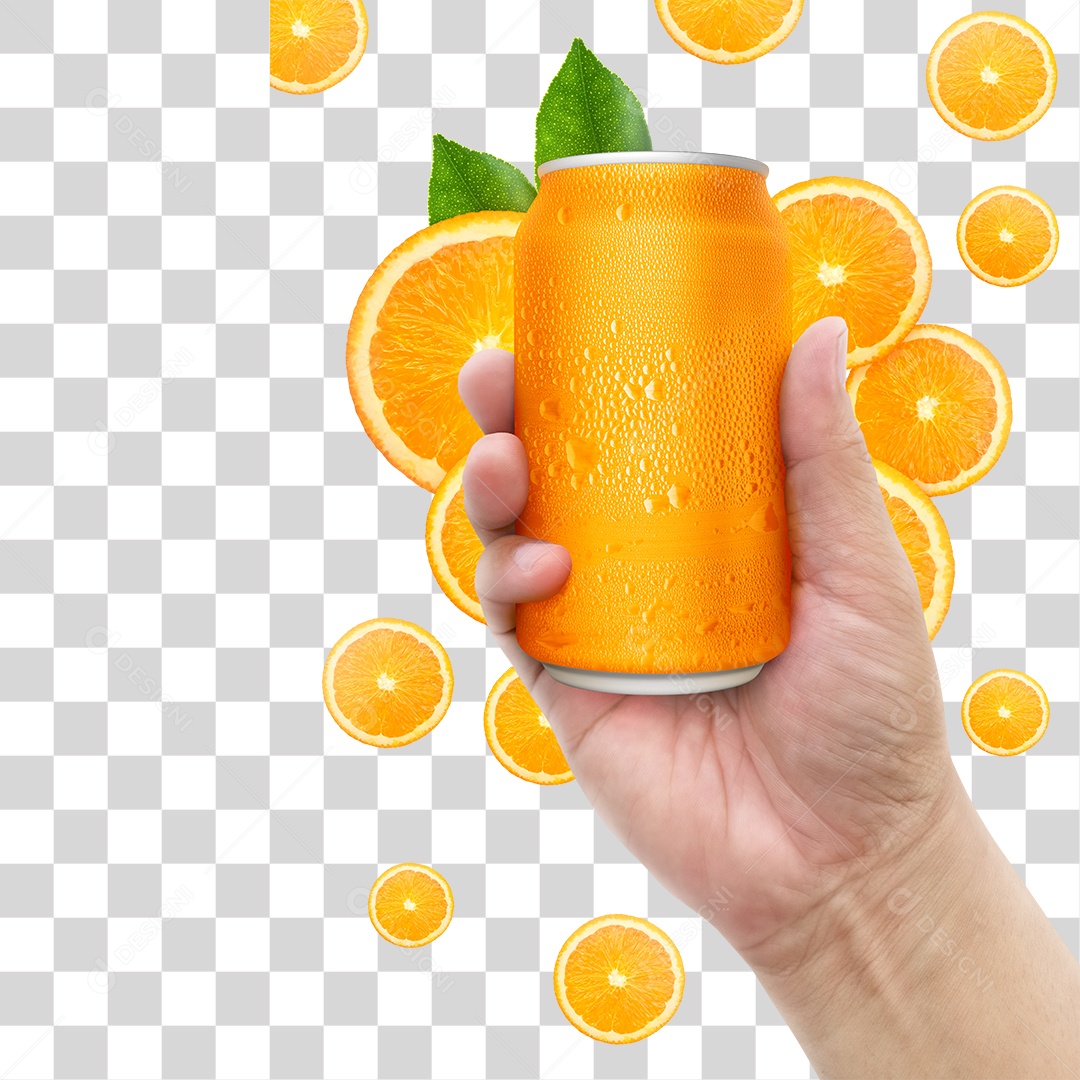 Mão Segurando Lata de Refrigerante PNG Transparente