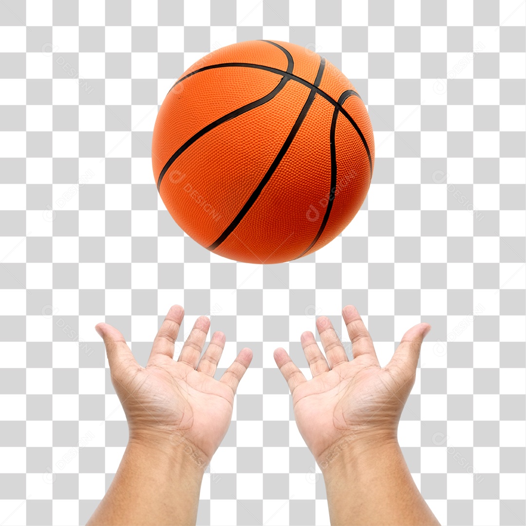 Mão Segurando Bola de Basquete PNG Transparente