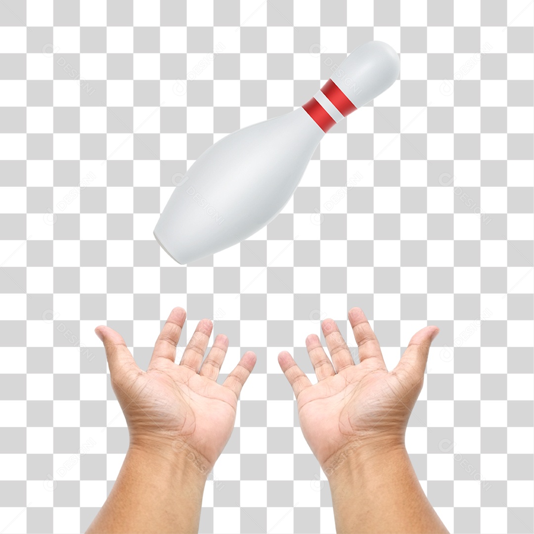 Mão Segurando Pino de Boliche PNG Transparente
