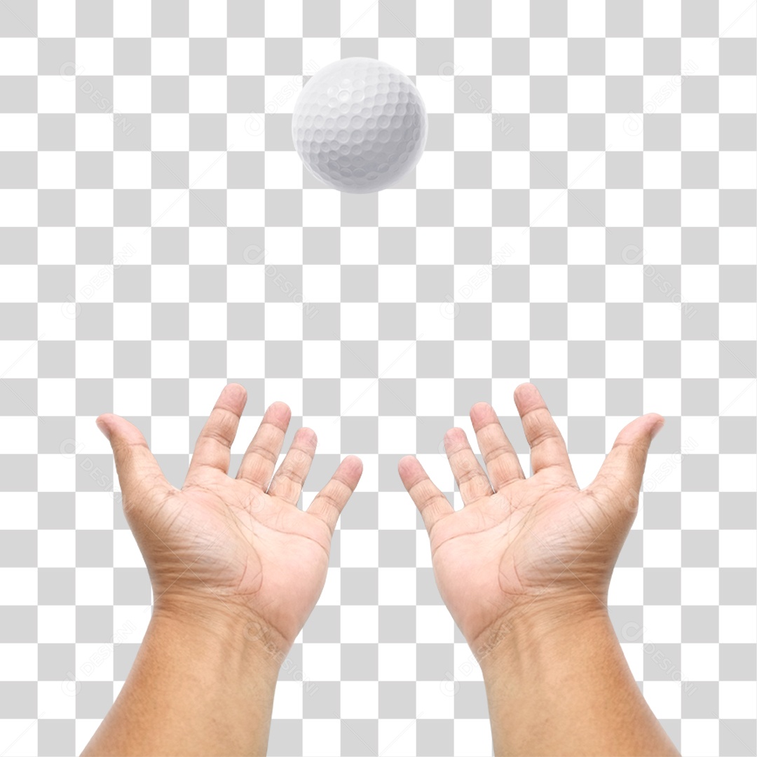 Mão Segurando Bola de Golfe PNG Transparente